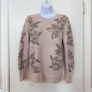 A New Day Women's Pink Metallic Floral Pullover Crewneck Soft Sweater Size M